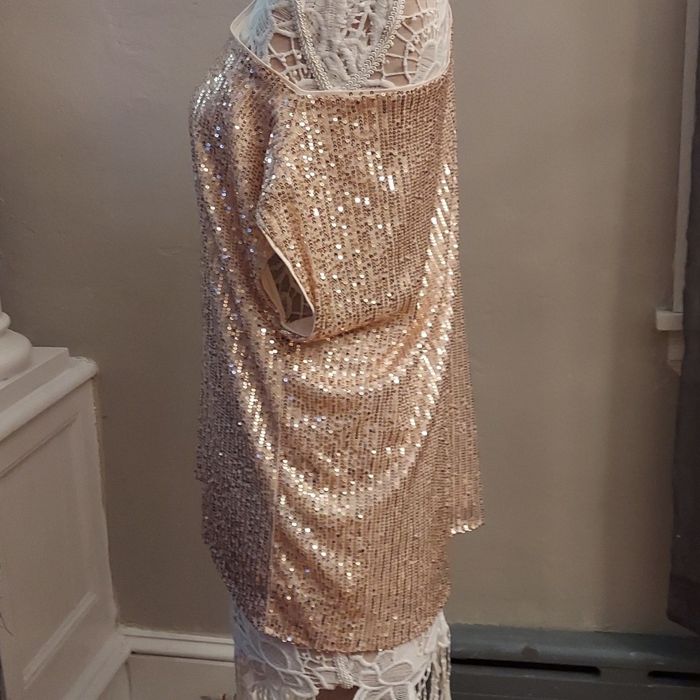 TORRID Gold Sequin Off-the-Shoulder Short Sleeve Top NEW 12 - Picture 7 of 13
